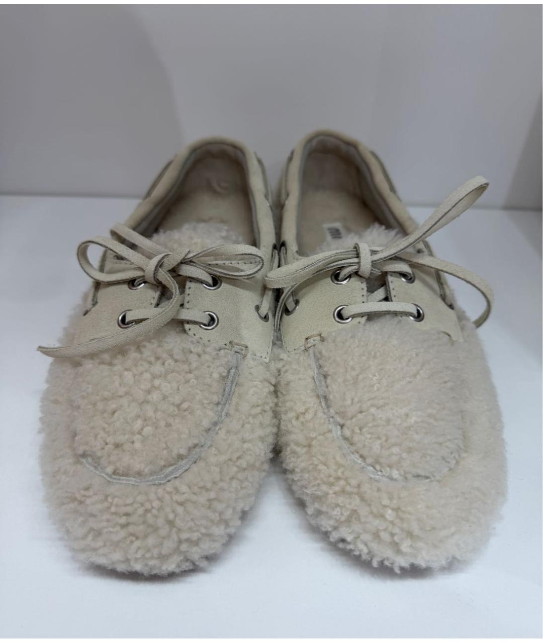 MIU MIU Белые текстильные мокасины, фото 7