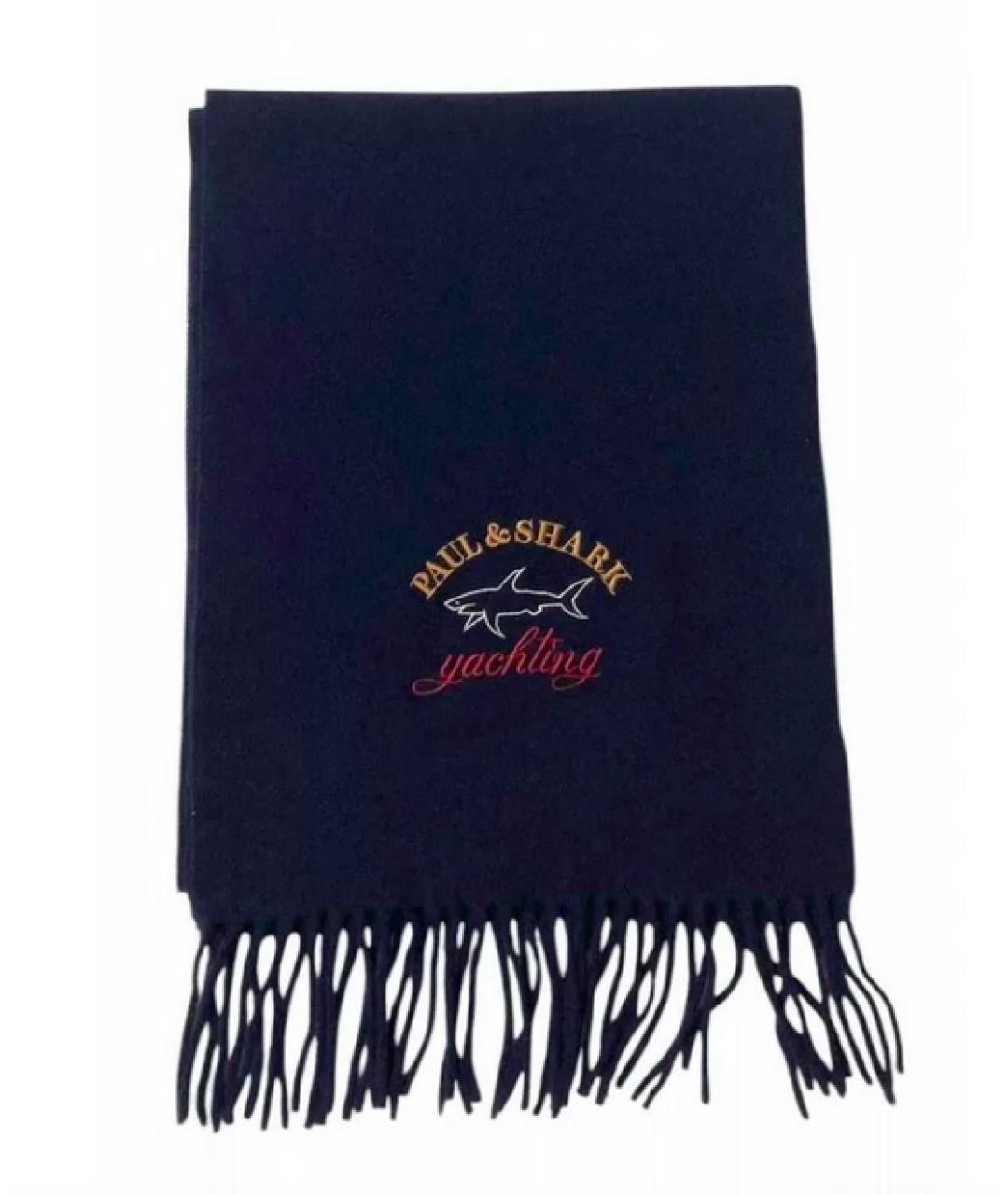 PAUL & SHARK Темно-синий шерстяной шарф, фото 5