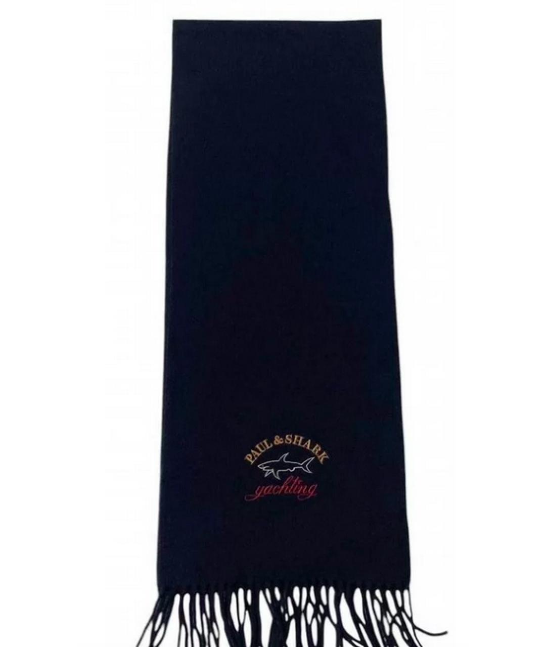 PAUL & SHARK Темно-синий шерстяной шарф, фото 2