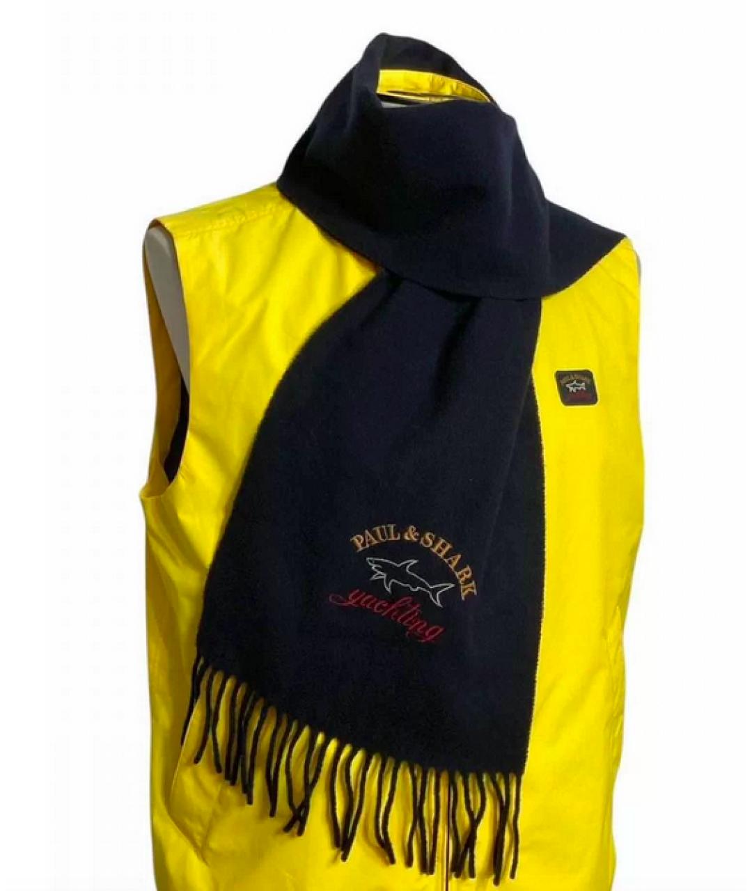 PAUL & SHARK Темно-синий шерстяной шарф, фото 7