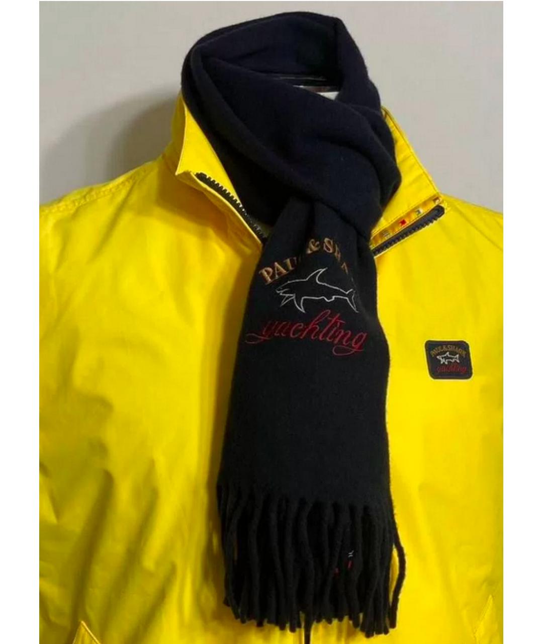 PAUL & SHARK Темно-синий шерстяной шарф, фото 8