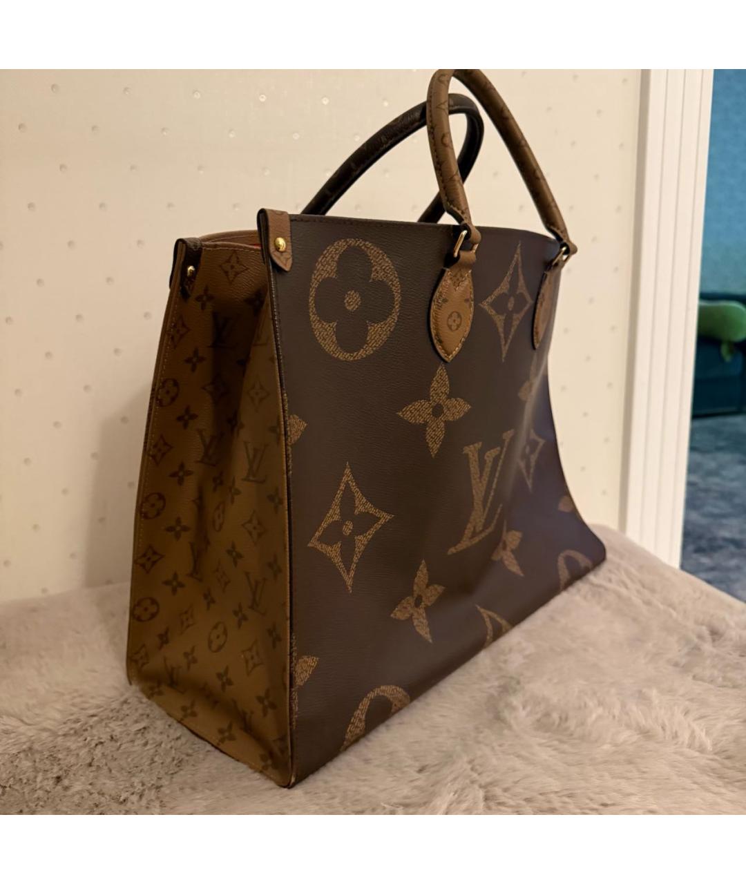 LOUIS VUITTON Коричневая кожаная сумка тоут, фото 2