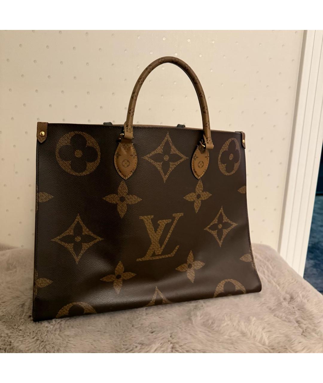 LOUIS VUITTON Коричневая кожаная сумка тоут, фото 5