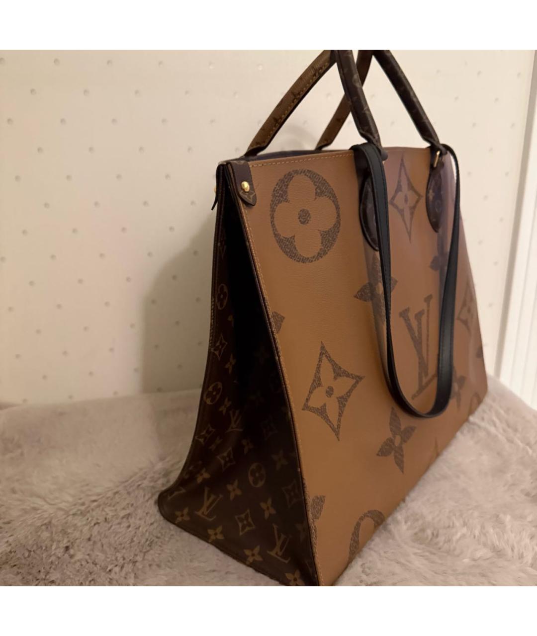 LOUIS VUITTON Коричневая кожаная сумка тоут, фото 3