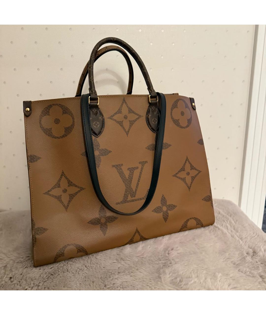 LOUIS VUITTON Коричневая кожаная сумка тоут, фото 4