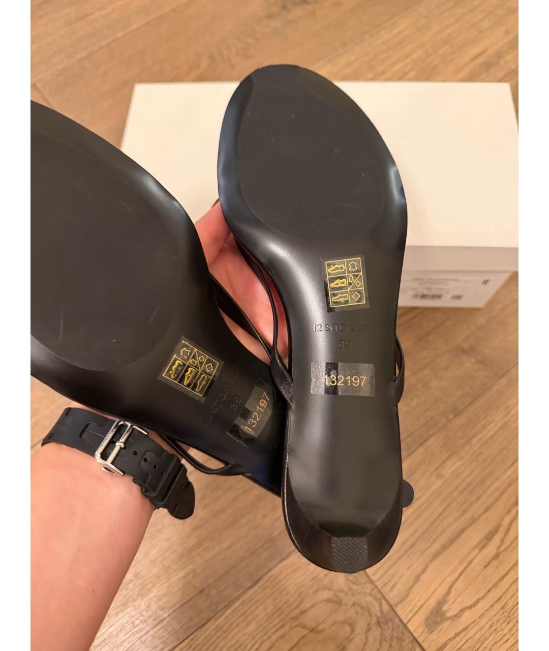 12 STOREEZ Черные кожаные мюли, фото 6