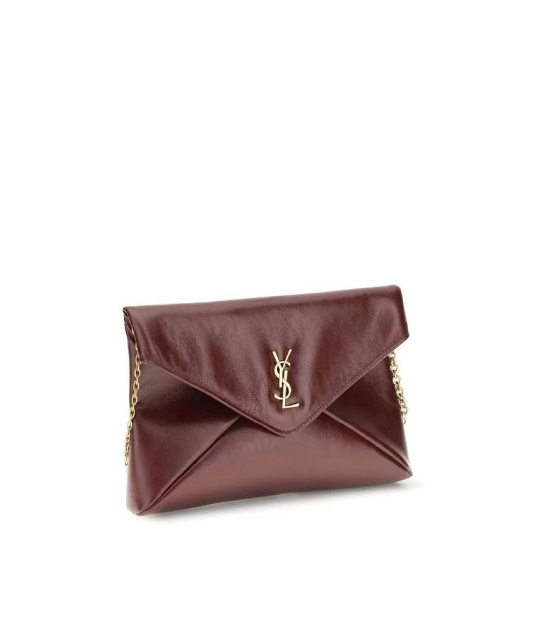 SAINT LAURENT Бордовая кожаная сумка через плечо, фото 3