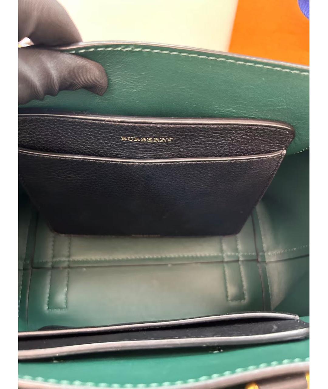 BURBERRY Черная кожаная сумка с короткими ручками, фото 5