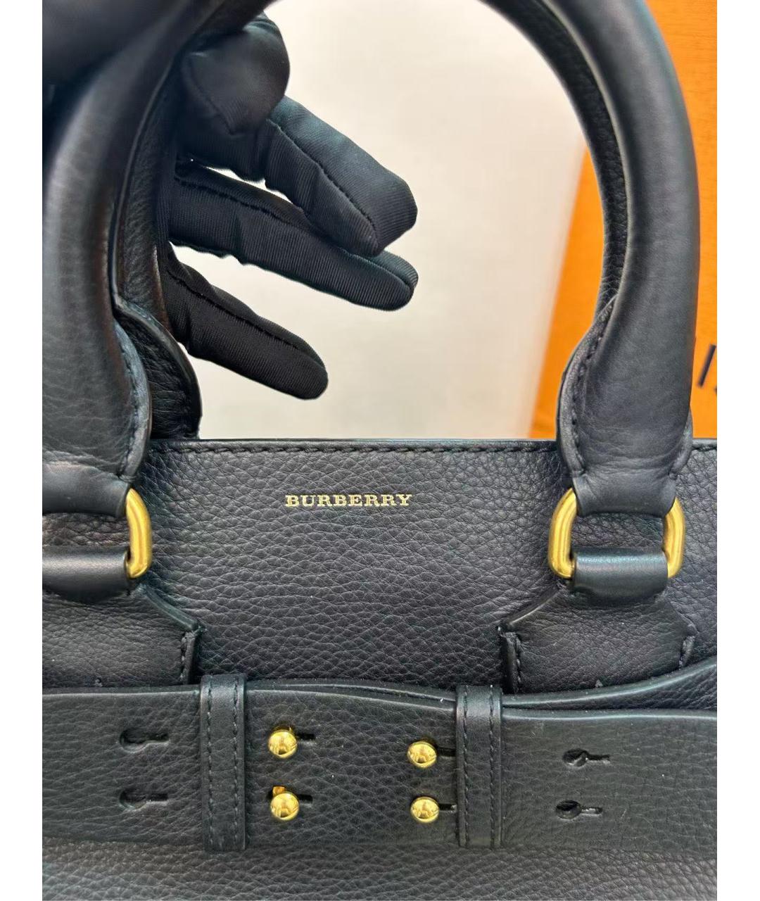 BURBERRY Черная кожаная сумка с короткими ручками, фото 3