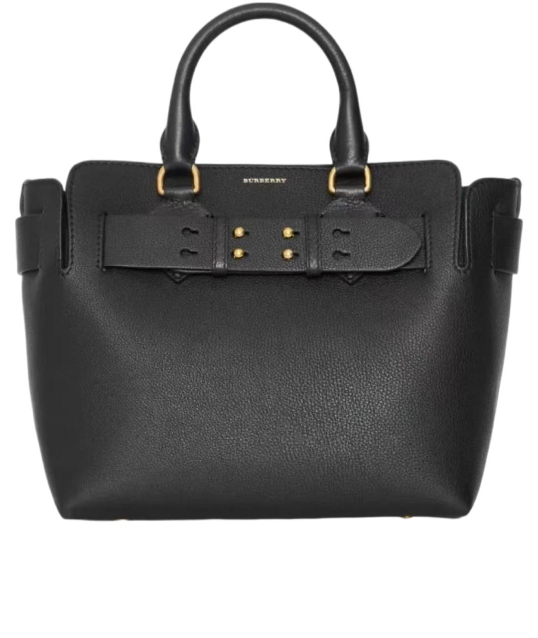 BURBERRY Черная кожаная сумка с короткими ручками, фото 8