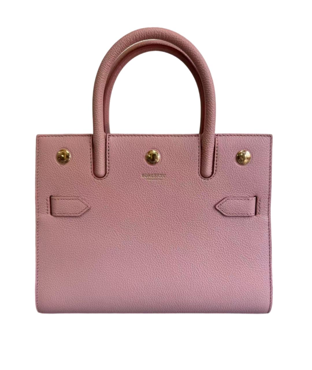 BURBERRY Розовая кожаная сумка с короткими ручками, фото 9