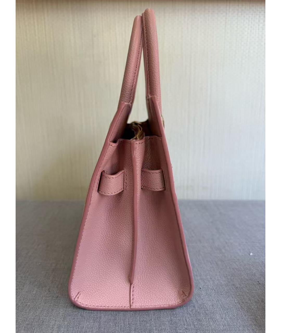 BURBERRY Розовая кожаная сумка с короткими ручками, фото 5