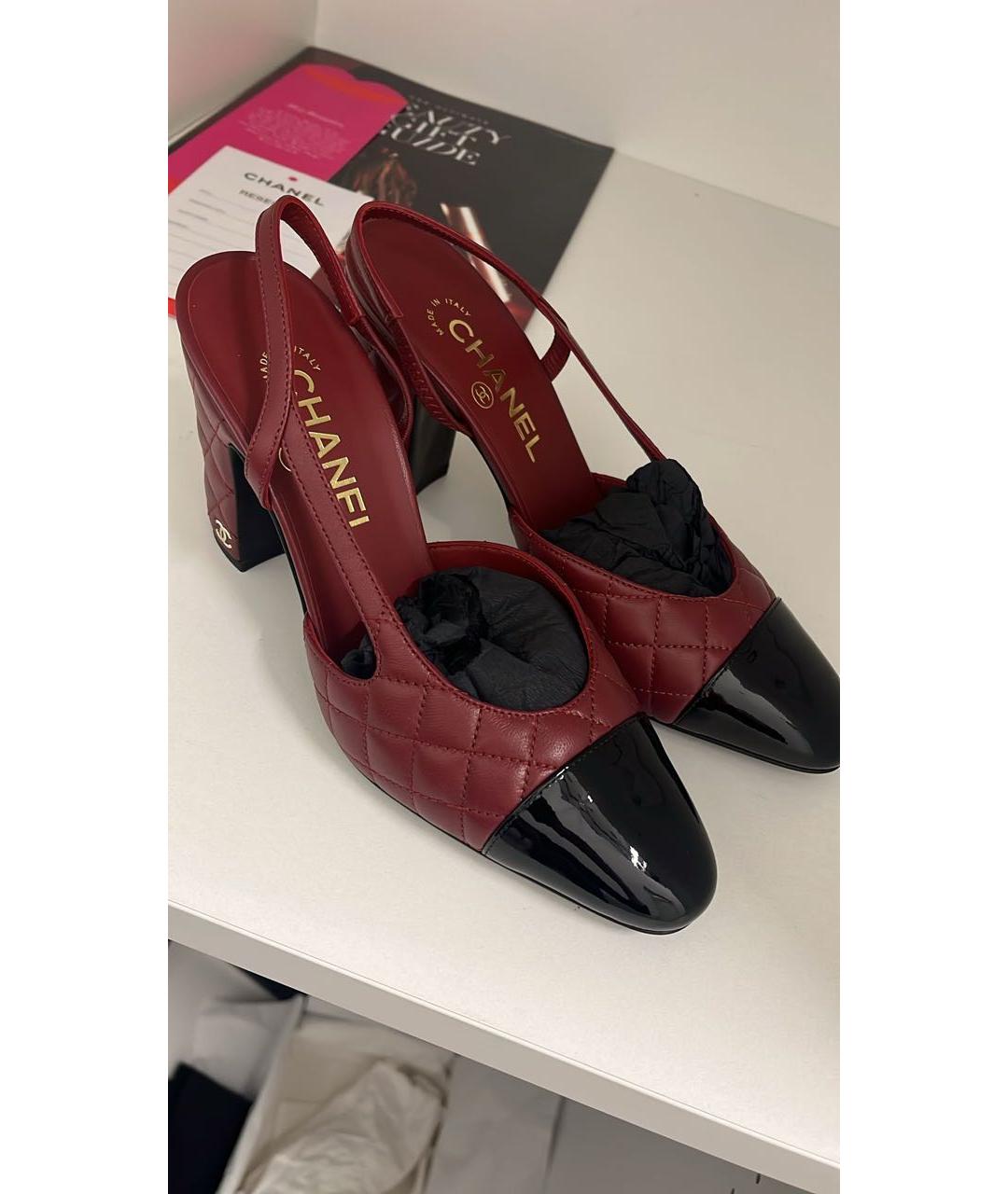 CHANEL Бордовые кожаные туфли, фото 2