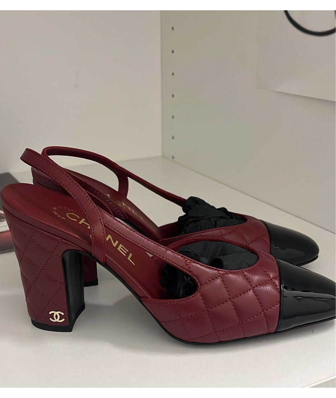 CHANEL Бордовые кожаные туфли, фото 5