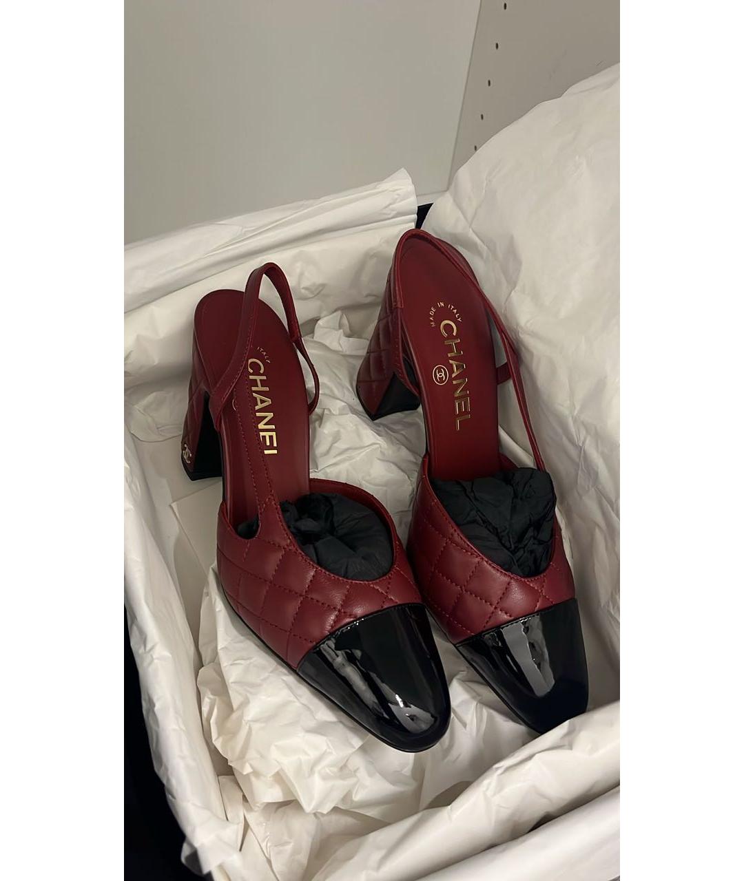 CHANEL Бордовые кожаные туфли, фото 3