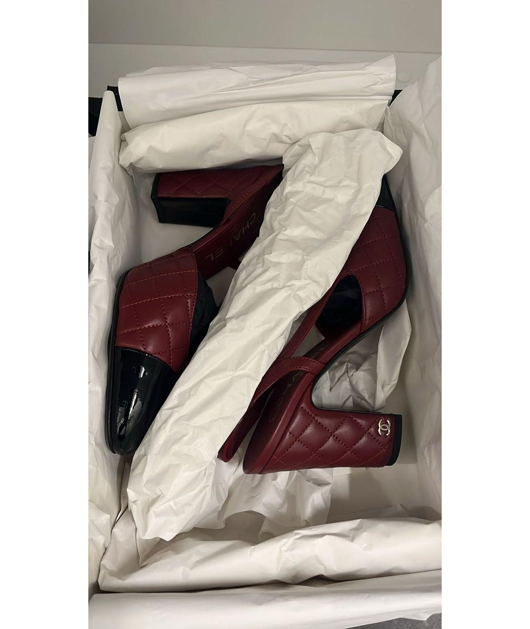 CHANEL Бордовые кожаные туфли, фото 4