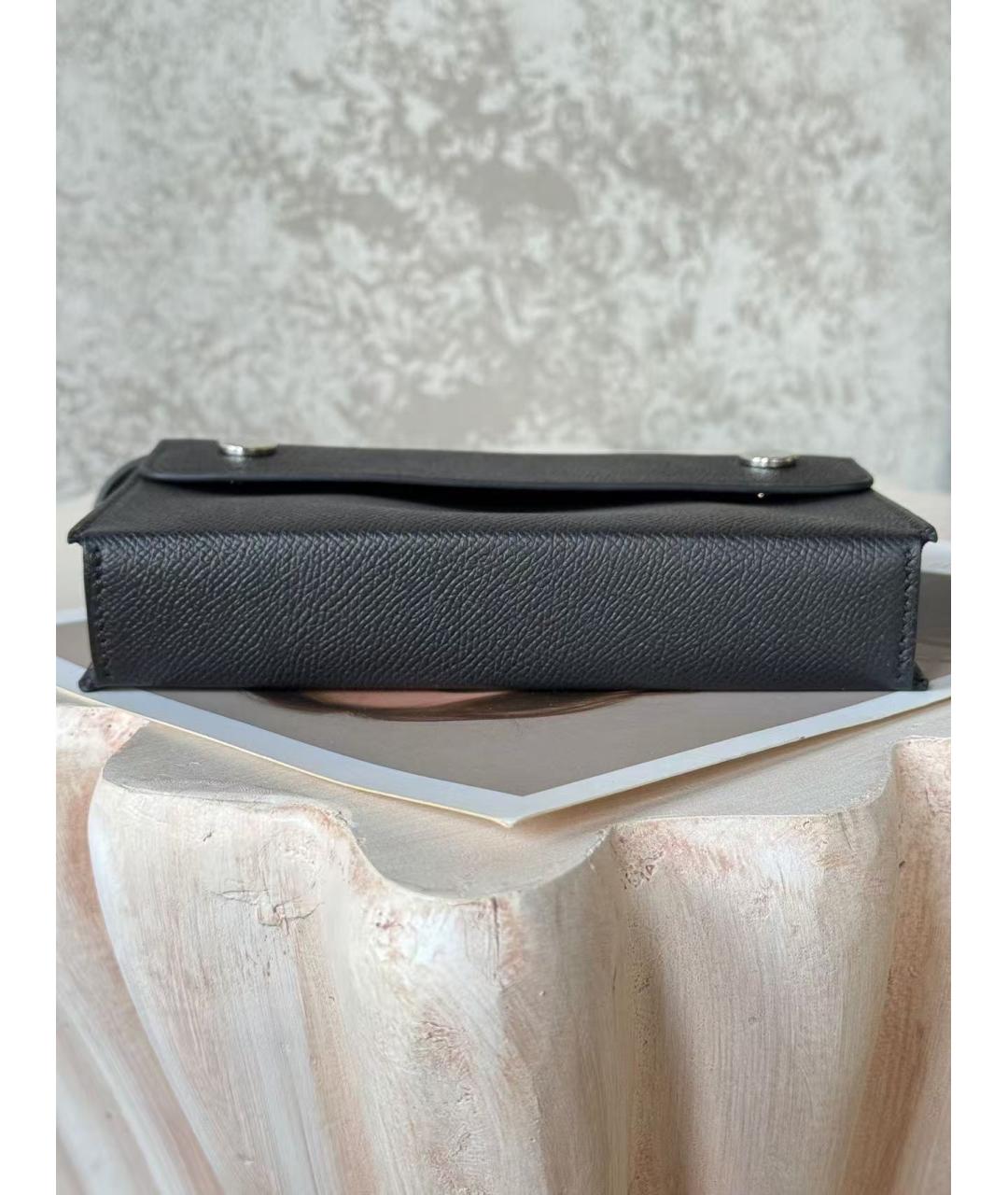 HERMES Черная кожаная сумка через плечо, фото 4