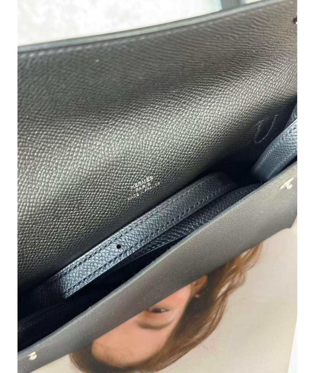 HERMES Черная кожаная сумка через плечо, фото 5