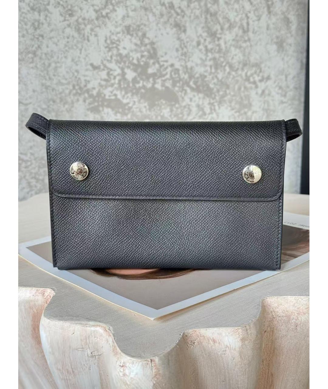 HERMES Черная кожаная сумка через плечо, фото 2