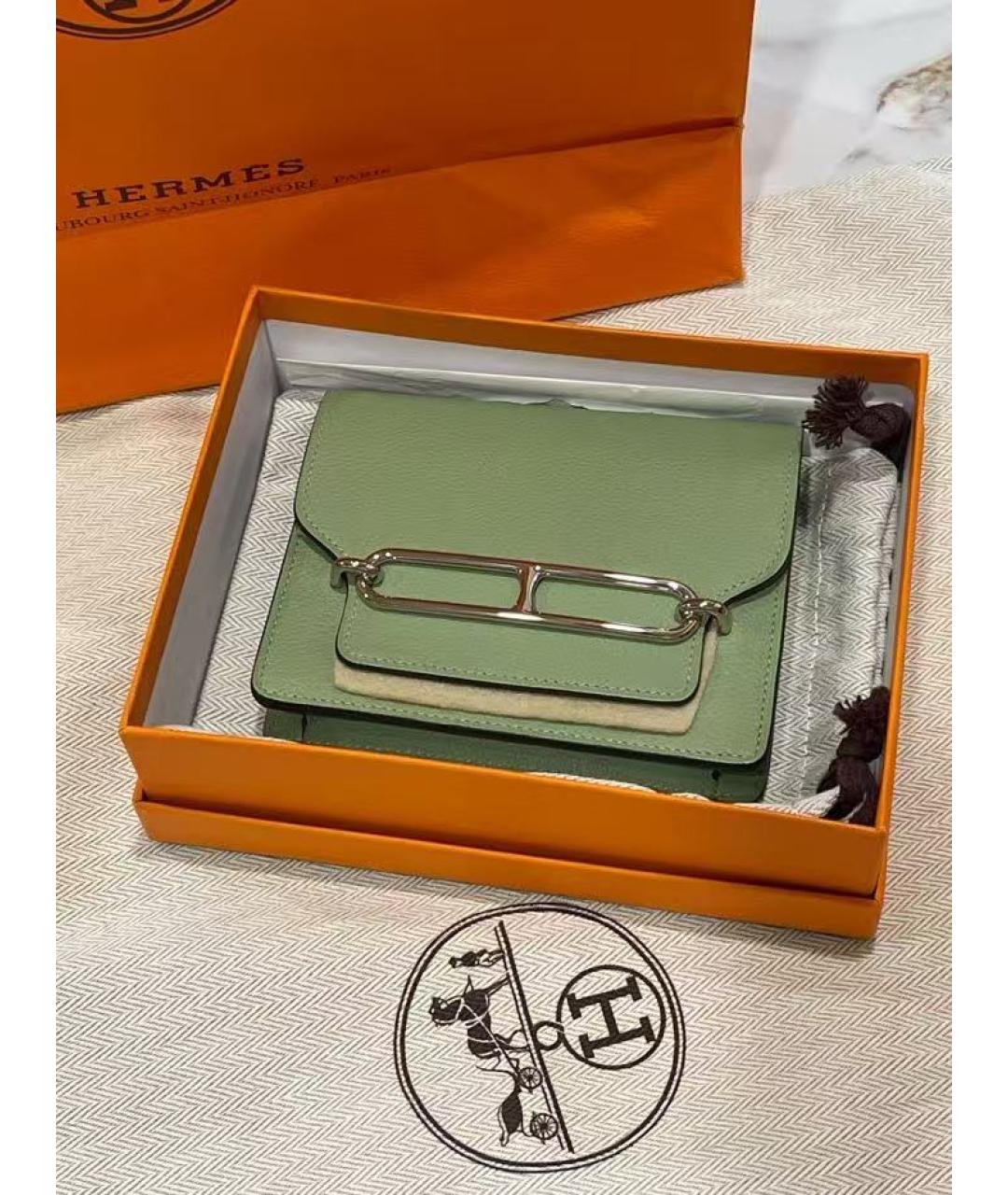 HERMES Зеленый кожаный кошелек, фото 5