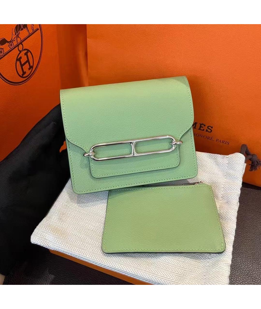 HERMES Зеленый кожаный кошелек, фото 6