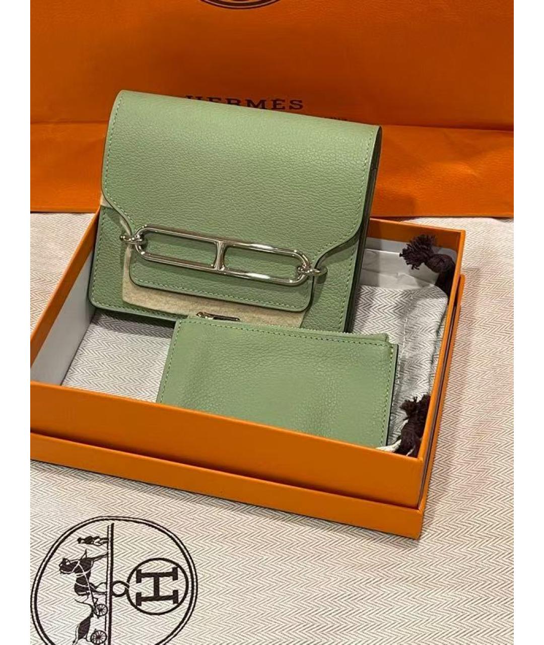 HERMES Зеленый кожаный кошелек, фото 3