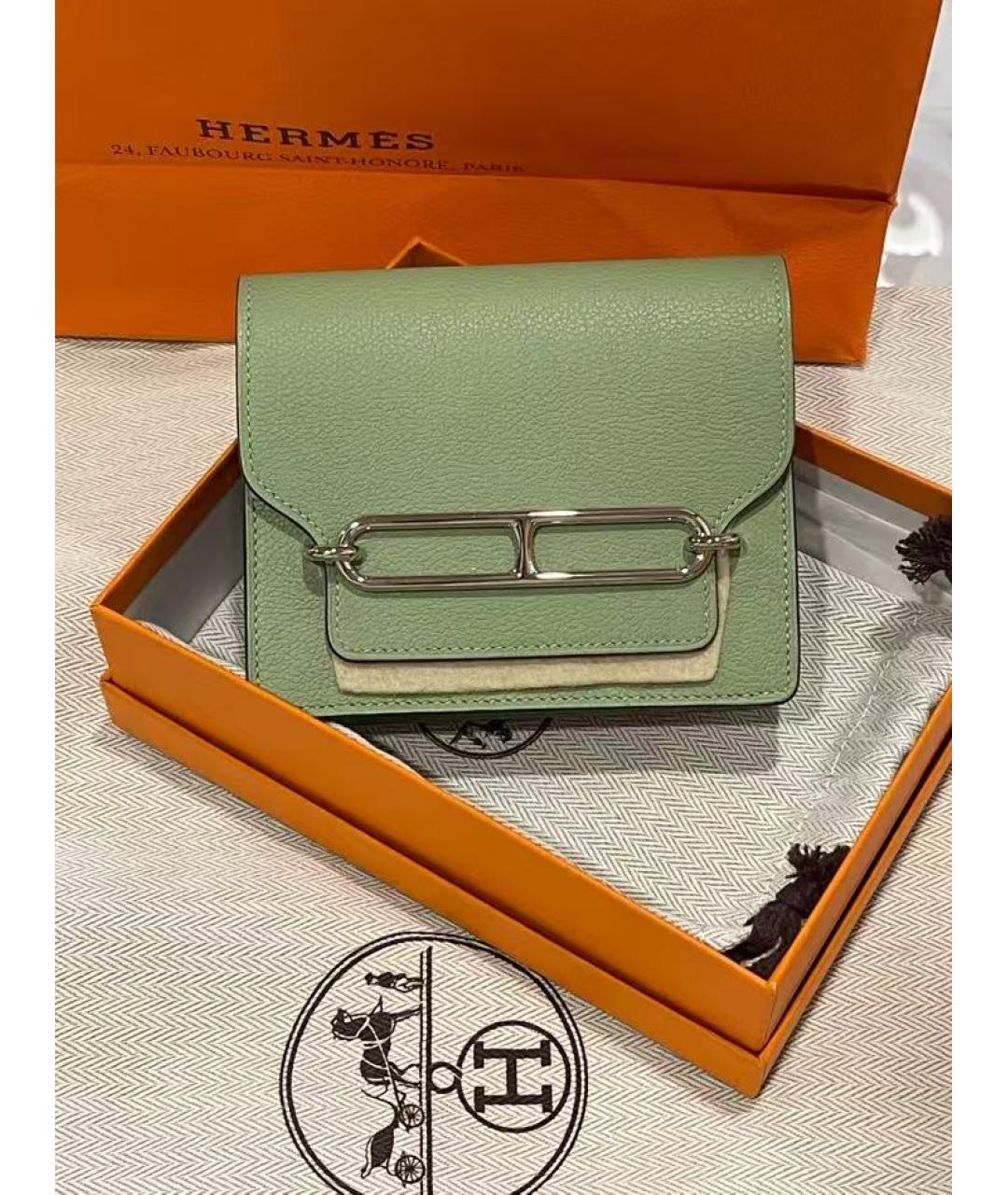 HERMES Зеленый кожаный кошелек, фото 2