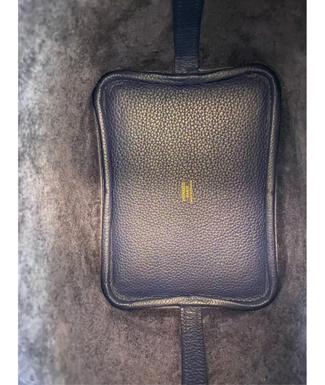 HERMES Голубая кожаная сумка с короткими ручками, фото 7
