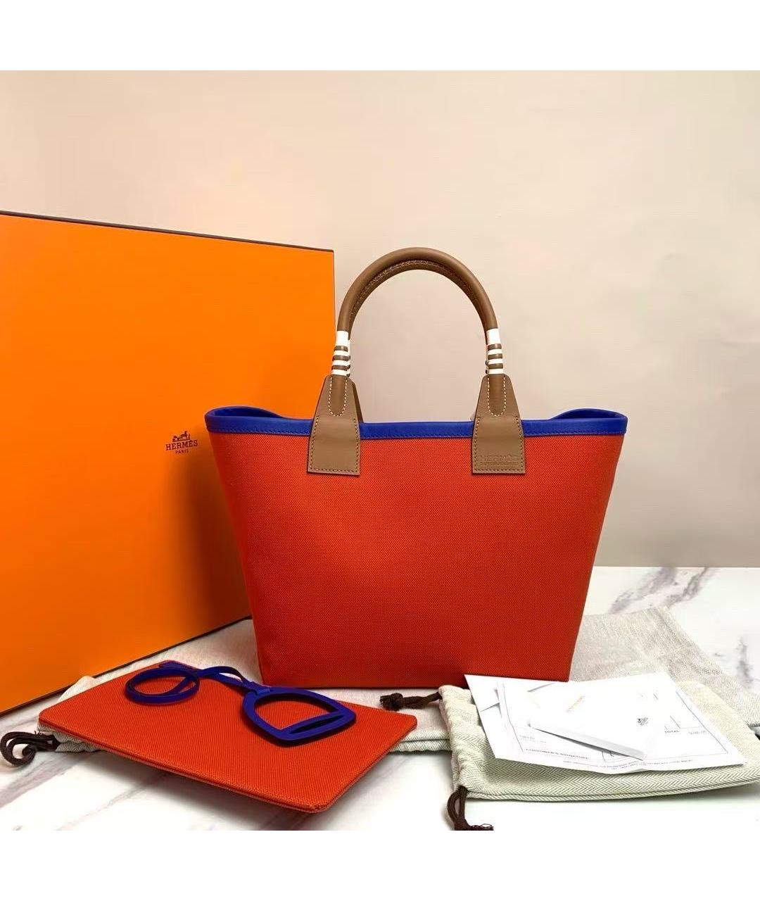 HERMES Коричневая кожаная сумка тоут, фото 8