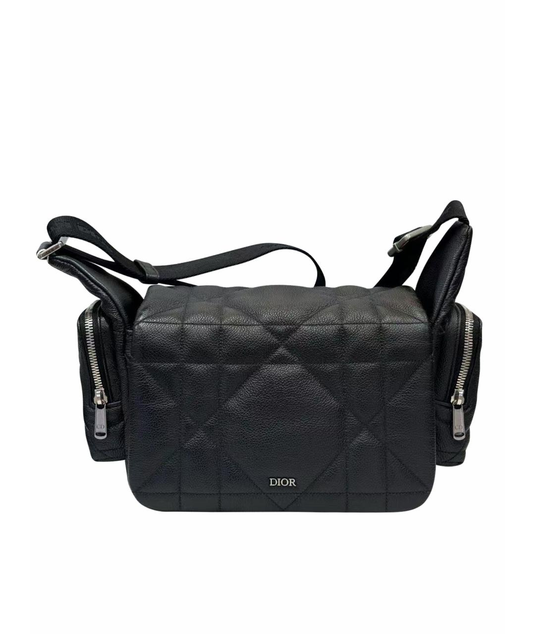 CHRISTIAN DIOR Черная кожаная сумка через плечо, фото 1