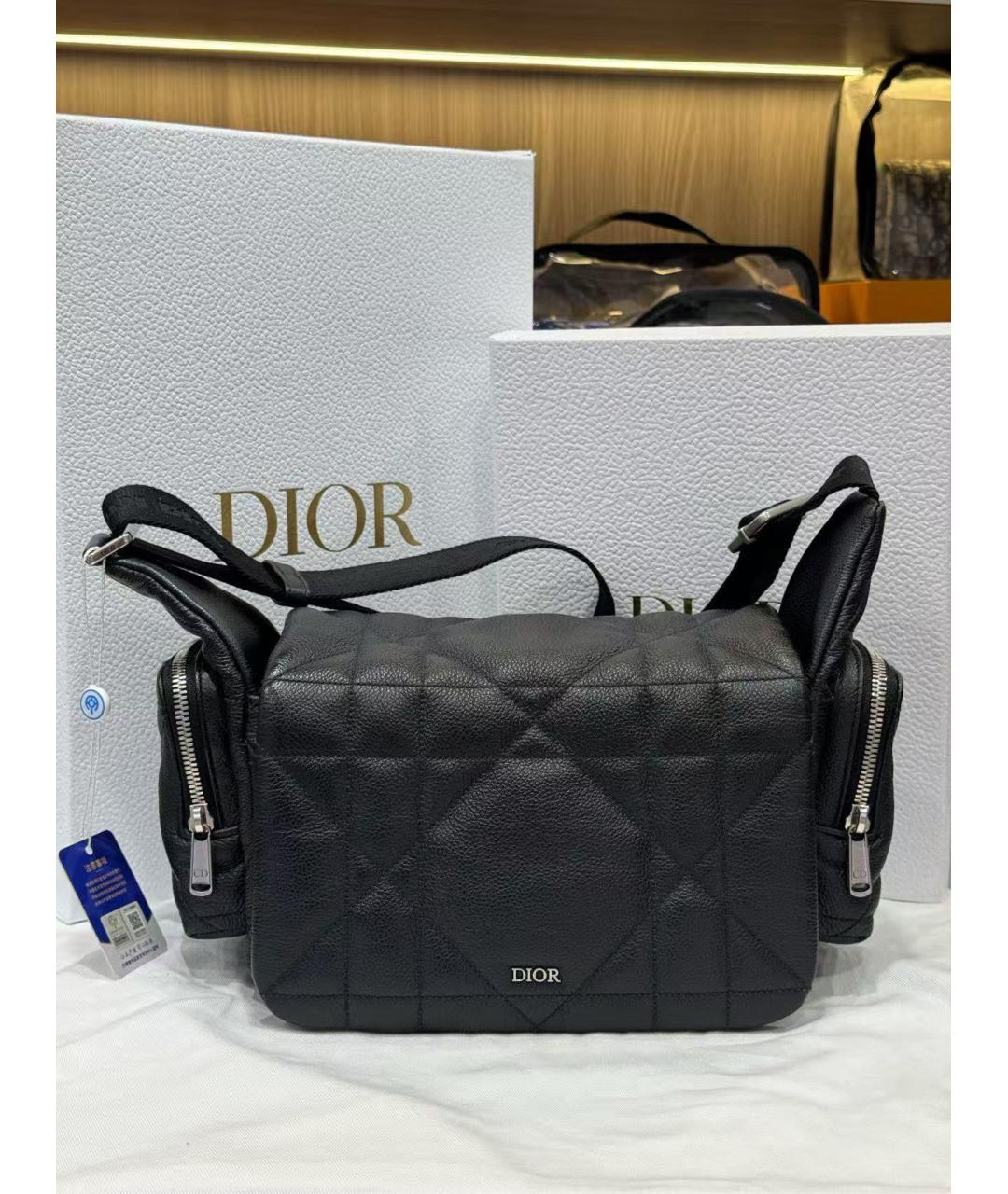 CHRISTIAN DIOR Черная кожаная сумка через плечо, фото 5