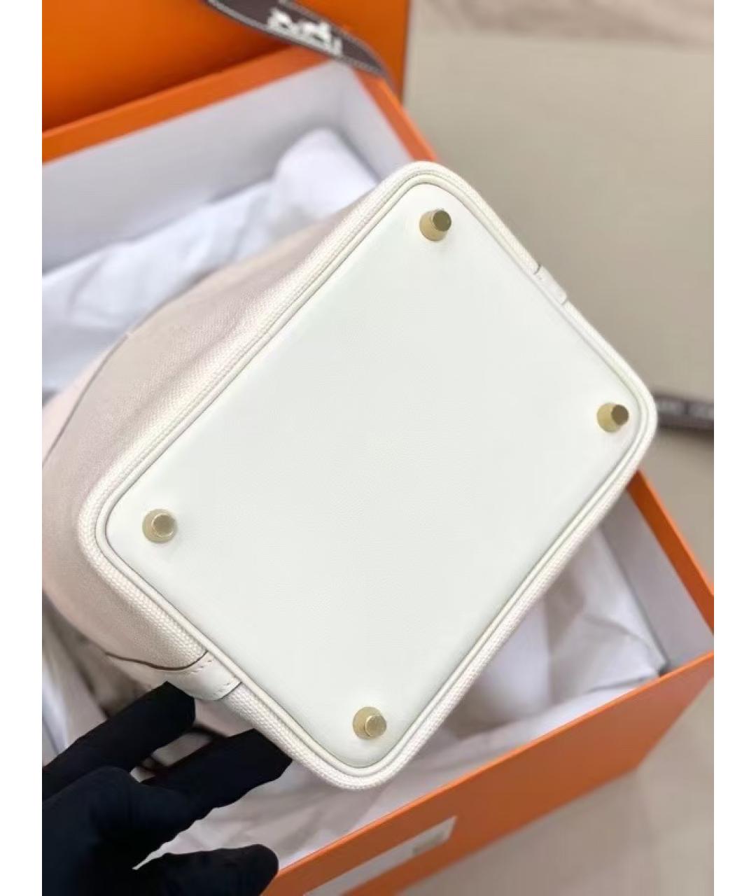 HERMES Белая кожаная сумка с короткими ручками, фото 6