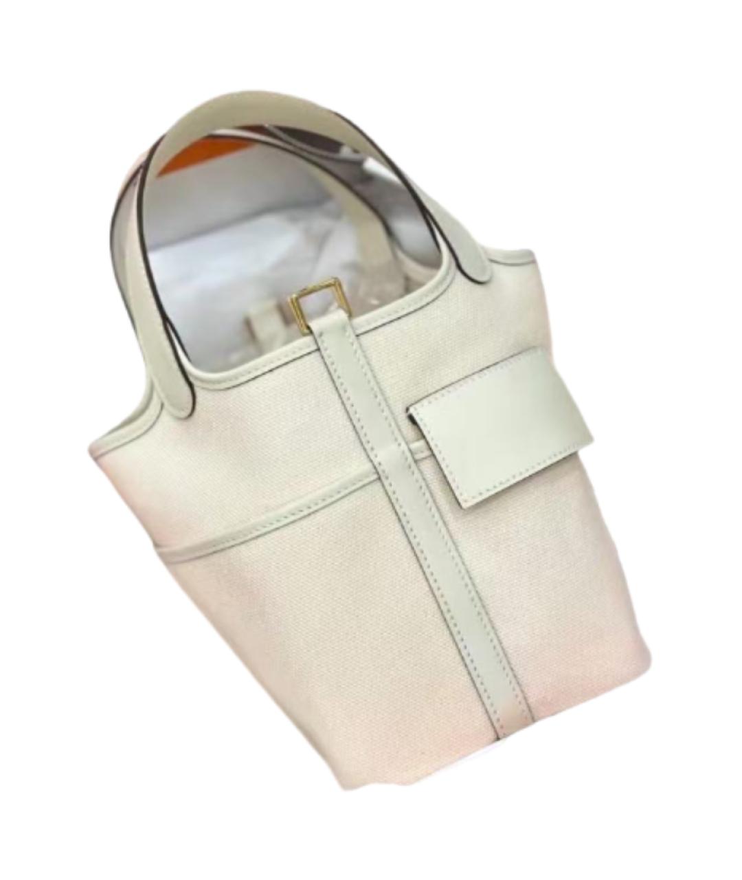 HERMES Белая кожаная сумка с короткими ручками, фото 3