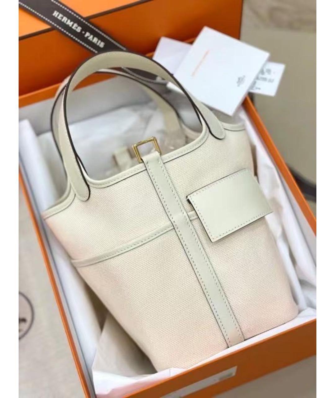 HERMES Белая кожаная сумка с короткими ручками, фото 8
