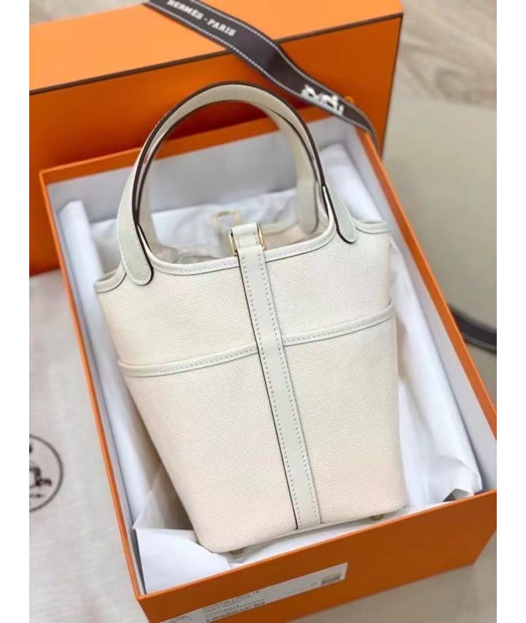 HERMES Белая кожаная сумка с короткими ручками, фото 2