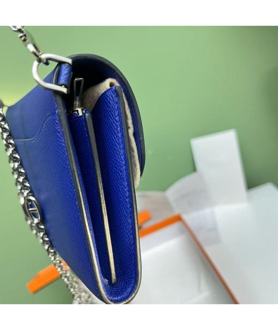 HERMES Голубая кожаная сумка через плечо, фото 3