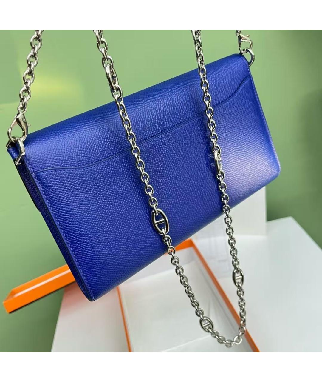 HERMES Голубая кожаная сумка через плечо, фото 4