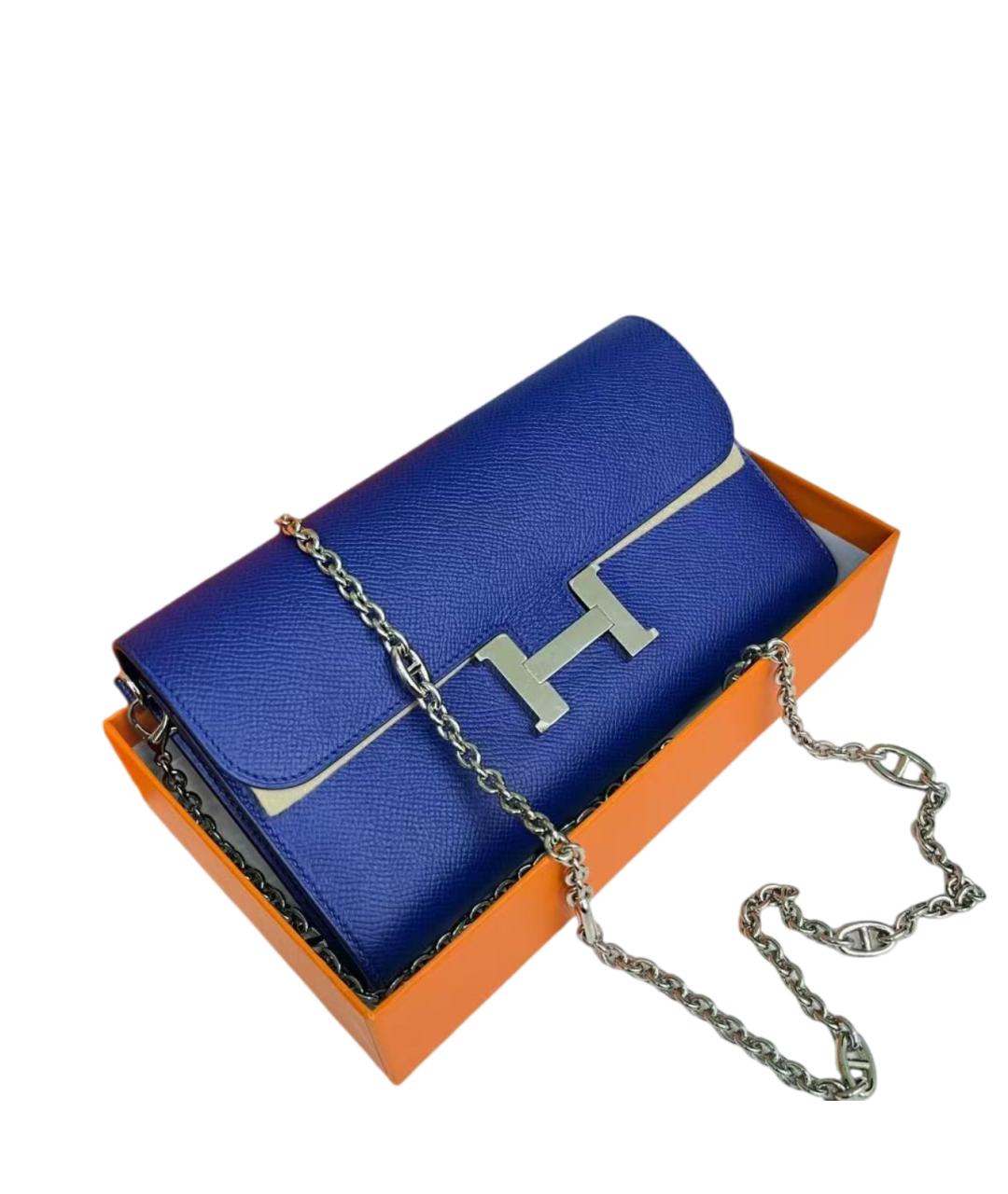 HERMES Голубая кожаная сумка через плечо, фото 2