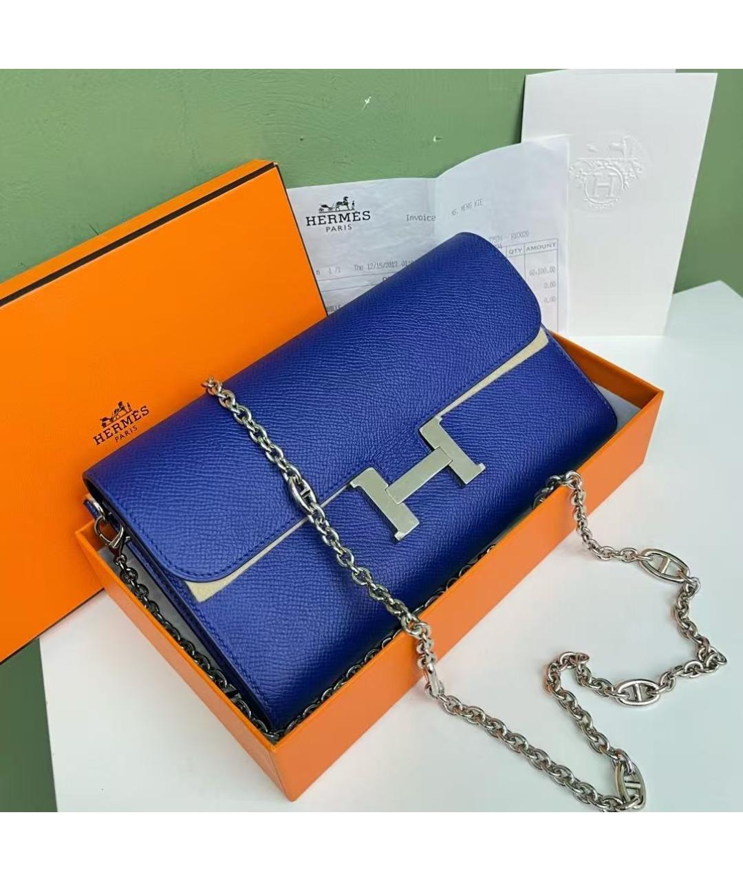 HERMES Голубая кожаная сумка через плечо, фото 7