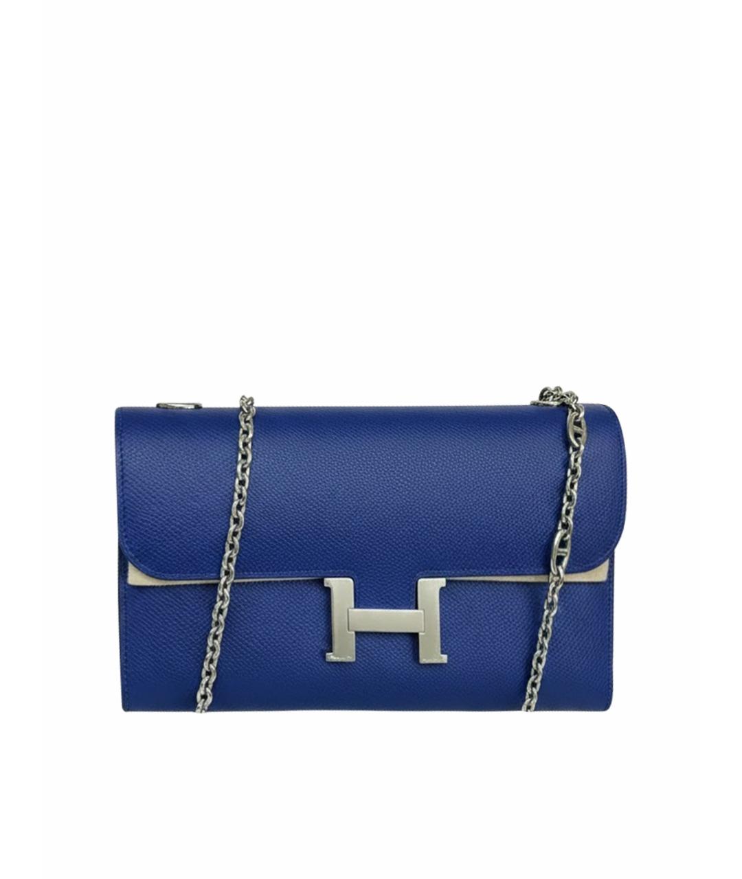 HERMES Голубая кожаная сумка через плечо, фото 1