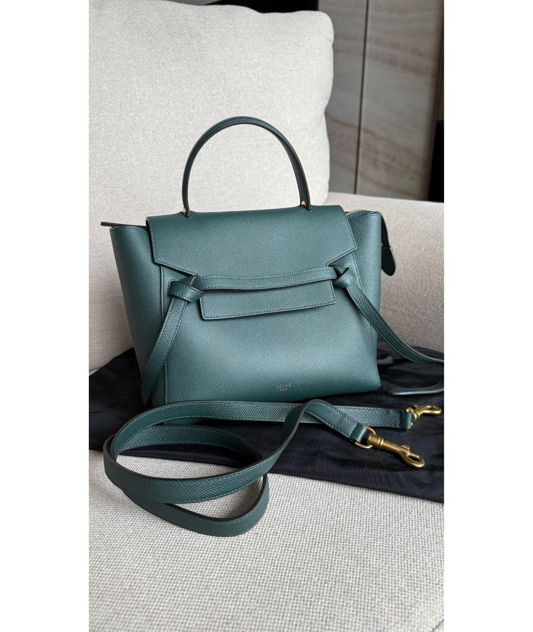 CELINE Зеленая кожаная сумка через плечо, фото 2