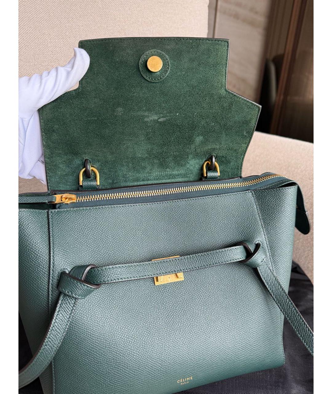 CELINE Зеленая кожаная сумка через плечо, фото 8