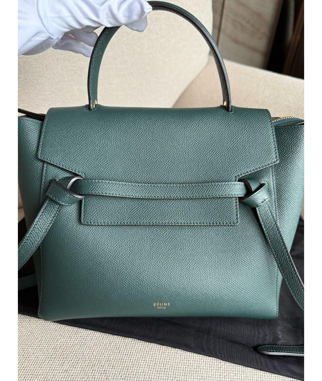 CELINE Зеленая кожаная сумка через плечо, фото 7