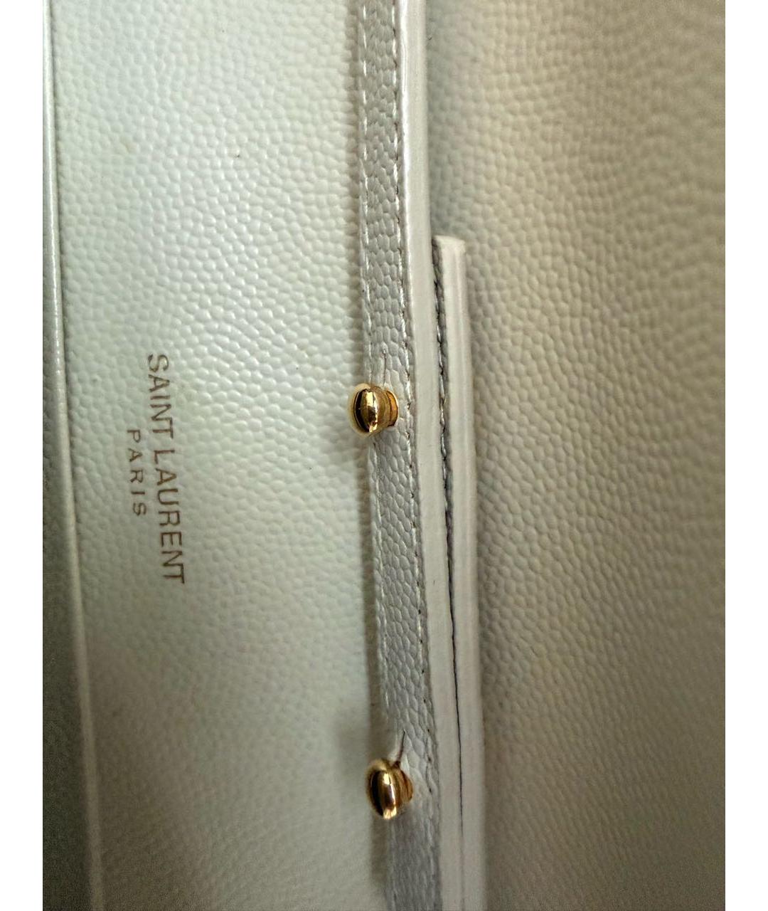 SAINT LAURENT Белая кожаная сумка через плечо, фото 4