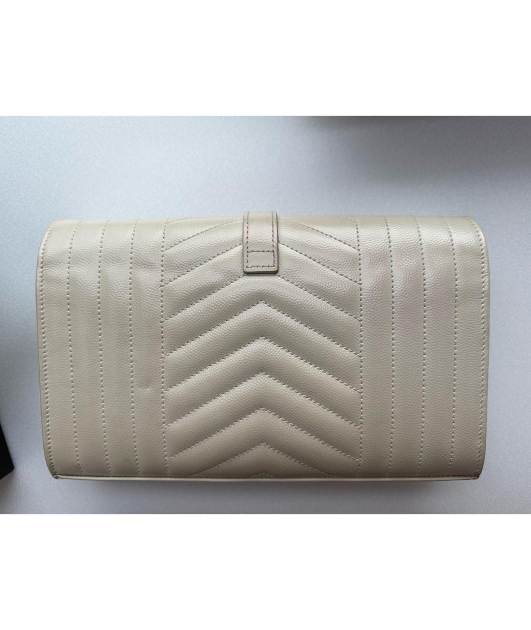 SAINT LAURENT Белая кожаная сумка через плечо, фото 2