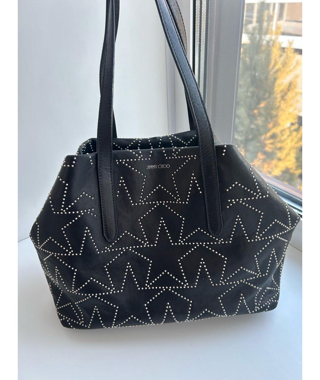 JIMMY CHOO Черная кожаная сумка с короткими ручками, фото 5