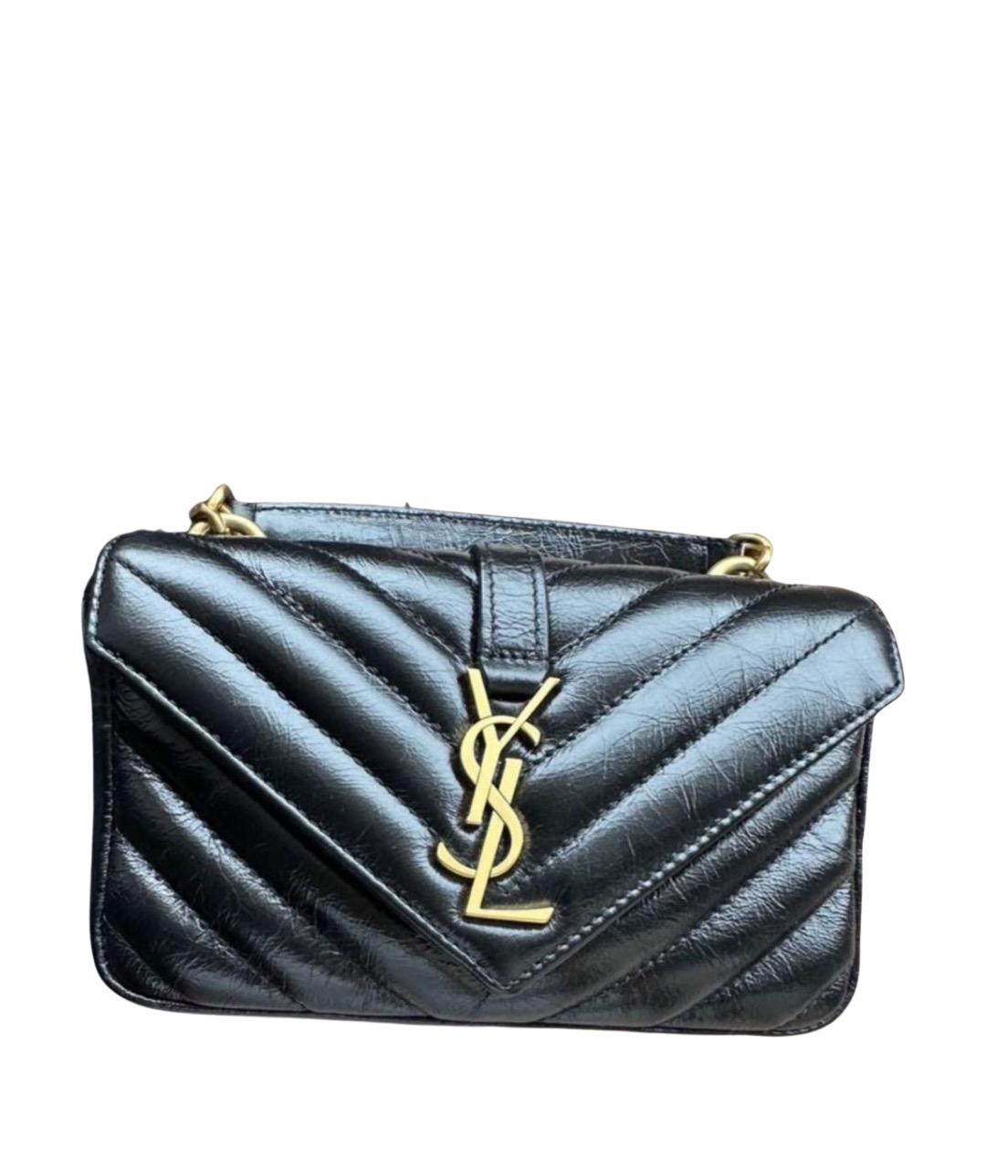 SAINT LAURENT Черная кожаная сумка через плечо, фото 1