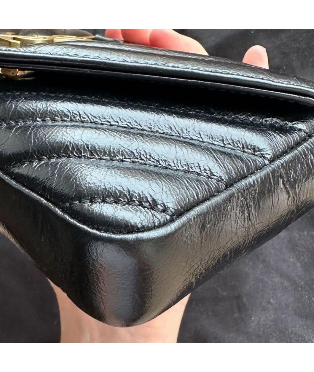 SAINT LAURENT Черная кожаная сумка через плечо, фото 3