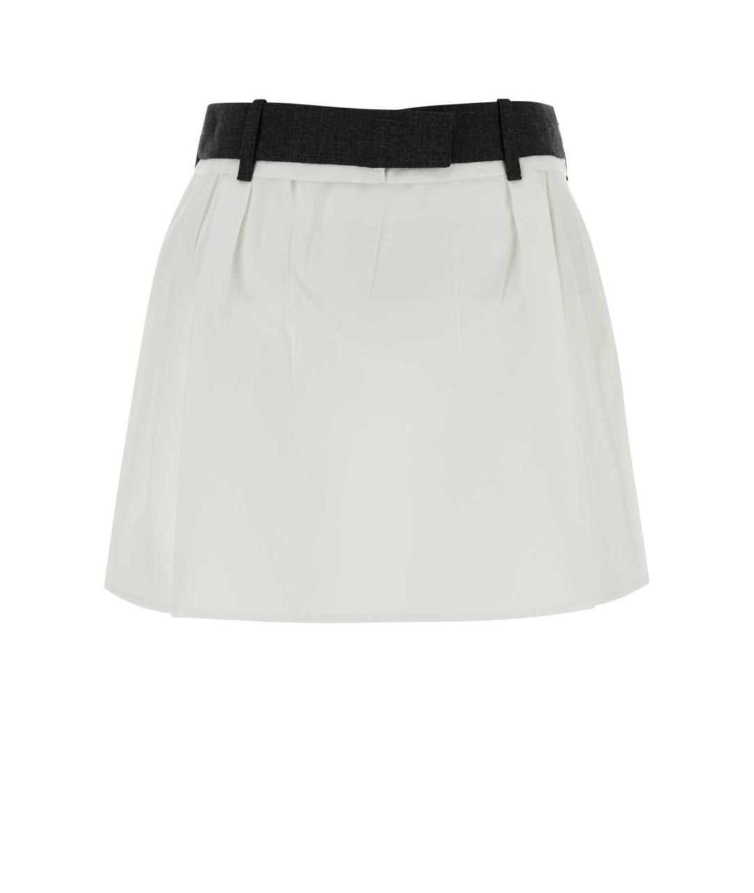 PRADA Белая хлопковая юбка мини, фото 1