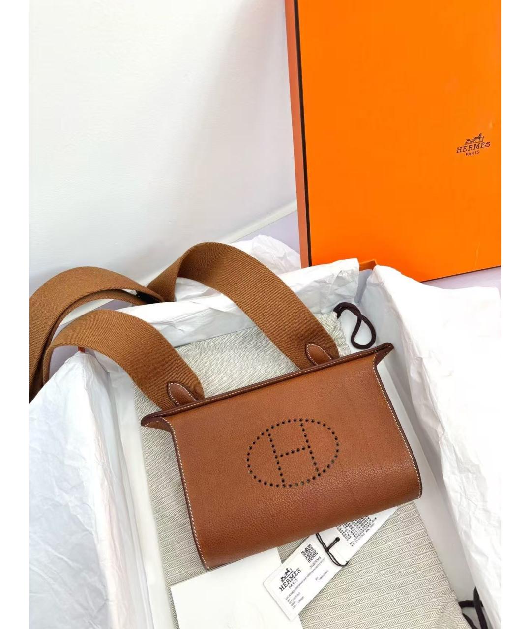 HERMES Коричневая кожаная сумка через плечо, фото 6